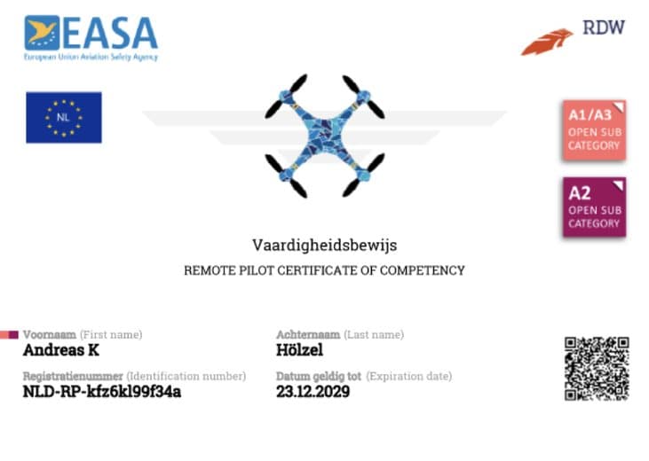 EASA-Drohnenführerschein – A1/A3 + A2 open sub